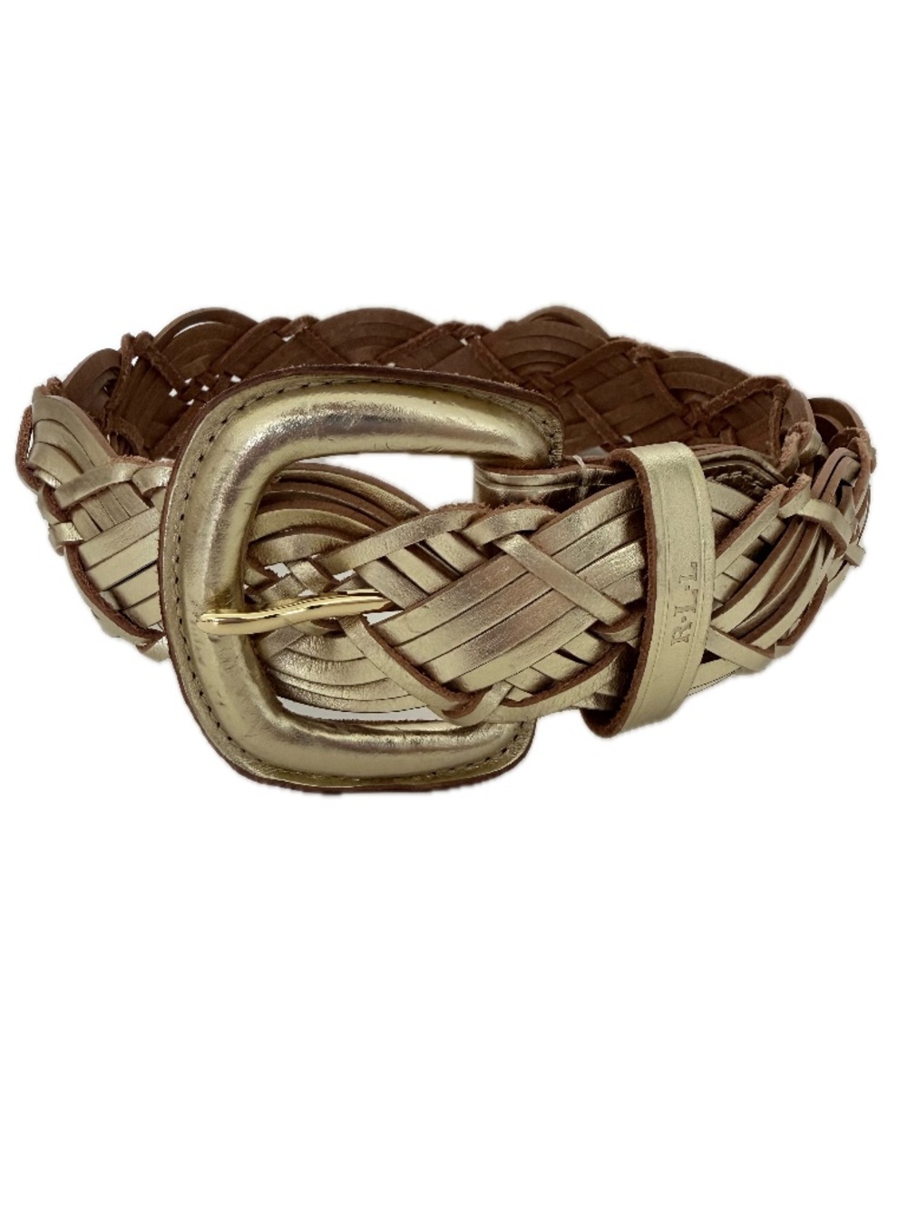 Ralph Lauren Genuine Leather Gold Braided Belt